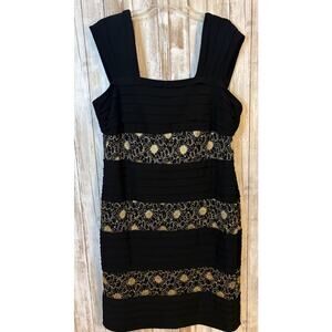 R&M Richards Black and Gold Cocktail‎ Dress Plus Size 16W